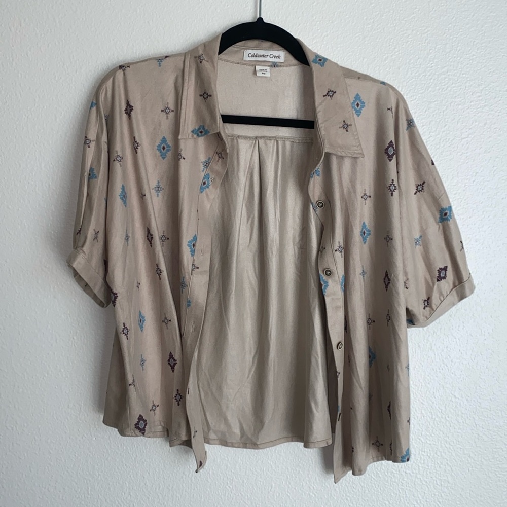 Coldwater Creek Ultra Soft Petite Western Print Button Down Shirt